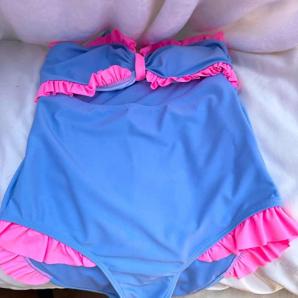 Teen one piece size 11-12 blue and pink